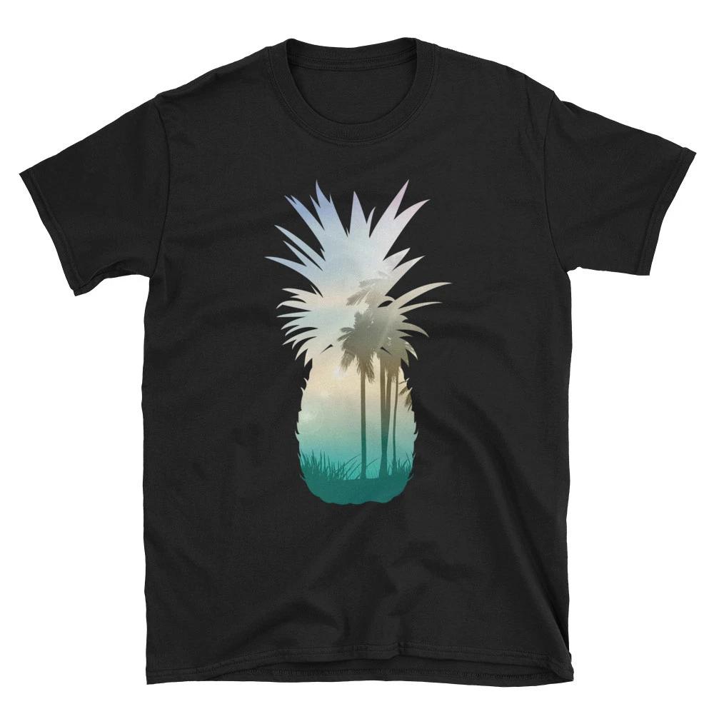 Cool Graphic Pineapple Sunset Palm Tree Beach Unisex short sleeve t-shirt L
