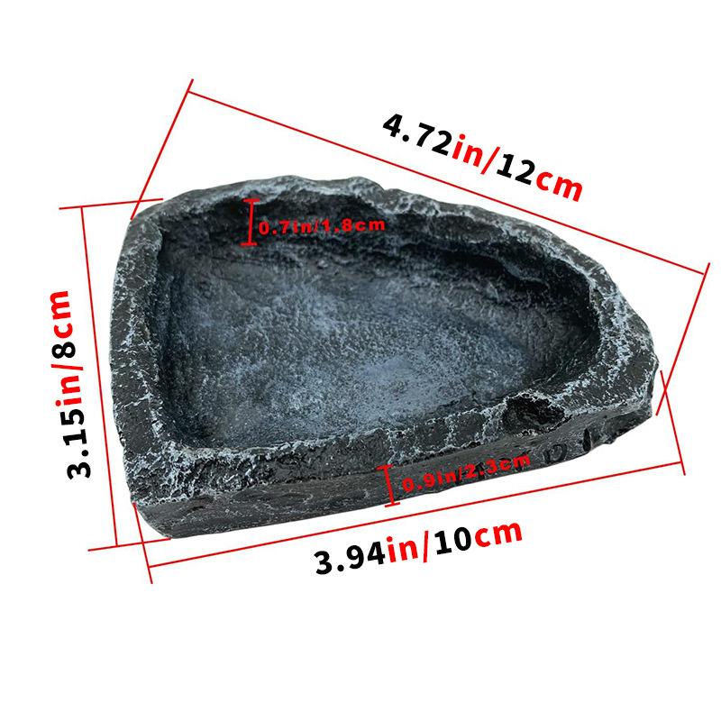 Reptile Feeding Water Bowl Realistic Stone Texture Safe Durable for Bearded Dragons Small Reptiles SYXZS03