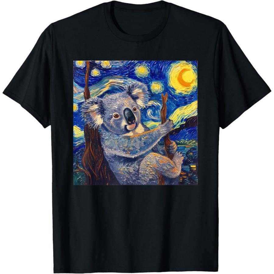 Koala Van Gogh Style Starry Night T-Shirt XXXXXL чёрный