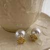 Elegant Two-Way Retro Camellia Pearl S925 Silver Ear Studs