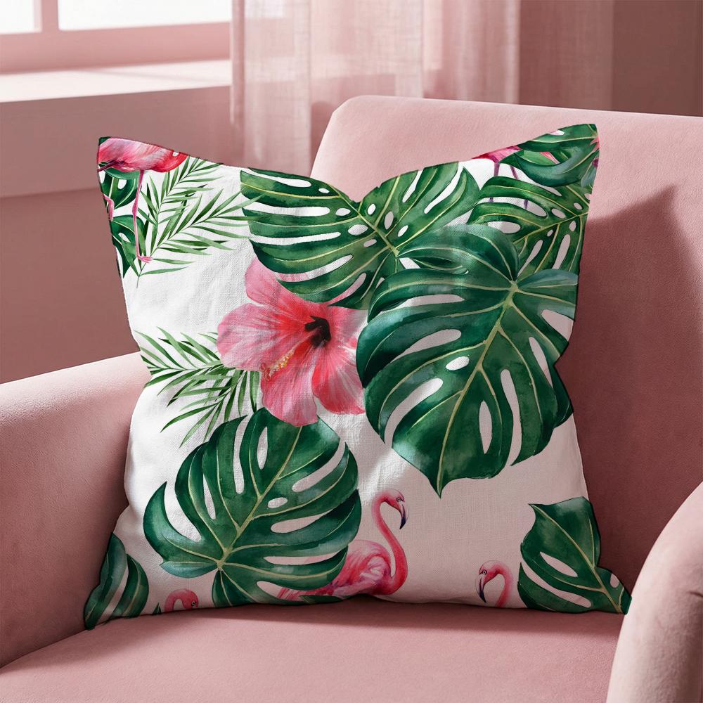 Tropical Leaves Series Cushion Cover Multi-Scene Pillow Cover for Home & Car - Reversible, Soft & Durable for Daily Use