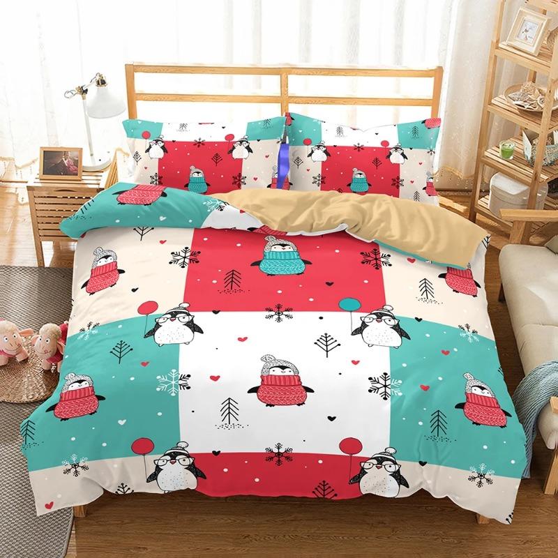 HD Penguin Cute Cartoon Duvet Cover Sets With Pillowcases Super Soft Comfortable Bedding Set Child Bedset Lovely Roupa De Cama