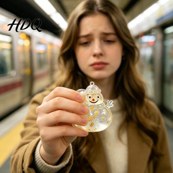 Fun Healing Toys for Adults Christmas Squeeze Toy, Transparent Glitter Santa Stress Ball, Slow Rising TPR Fidget Soft Kneading Kids Toy Anxiety