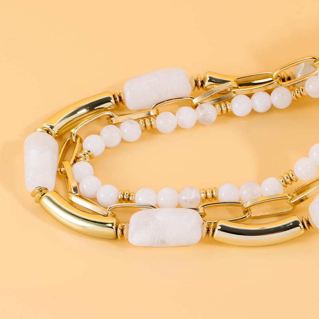 Collier Choker Bohème en Acrylique et Perles de Bambou pour Femmes Accessoires de Bijouterie Chunky