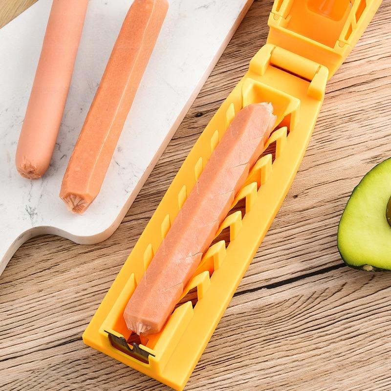 1 PIÈCE Trancheuse à Hot-Dog Coupe-Saucisse Outil de Cuisine Pour BBQ Camping Grillades Ustensile à Trancher la Viande à Hamburger en Acier Inoxydable