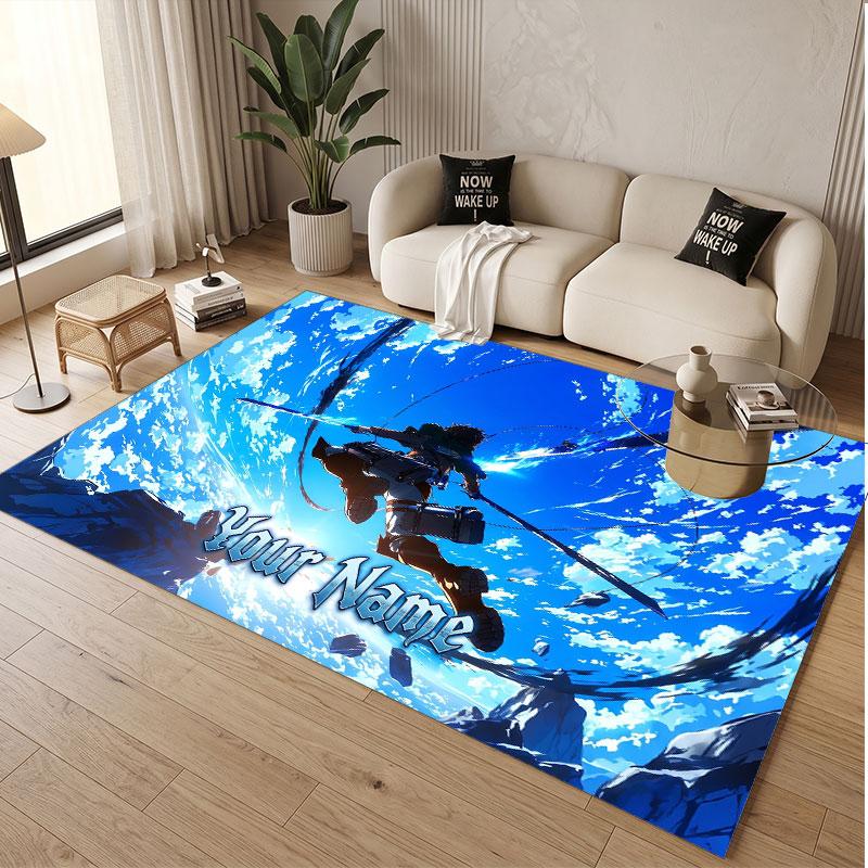 Custom Name Crystal Velvet Rug,Attack on Titan Comfortable Anti Slip Floor Mat For Room Decoration