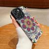Vertikal genarbtes Lederhülle Mandala Gedrucktes Muster Stoßfestes Weiches Silikon Case mit Kameraobjektiv Vollschutz für iPhone