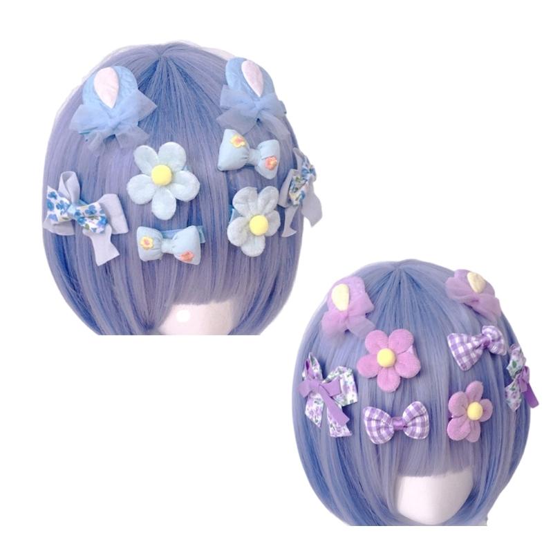 Casual Barrettes Hair Clip Flower Sweet Colorful Flat Clip Hairpin Colorful Bowknot 2000s Hair Clip for Bunches