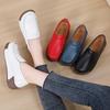 Retro Women Platform Shoes Leather Wedges Slip-on Loafers Anti-slip Walking Casual Footwear for Working Traveling