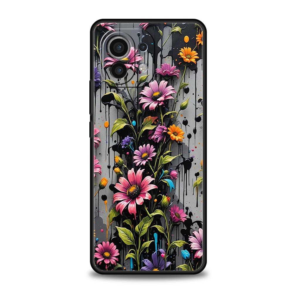 Phone Case Cover for Xiaomi Mi 17 15 14 13 12 11 Ultra 15T 14T 13T 12T 11T Pro Lite 5G Soft TPU Capas Cartoon Flower Fundas Bags