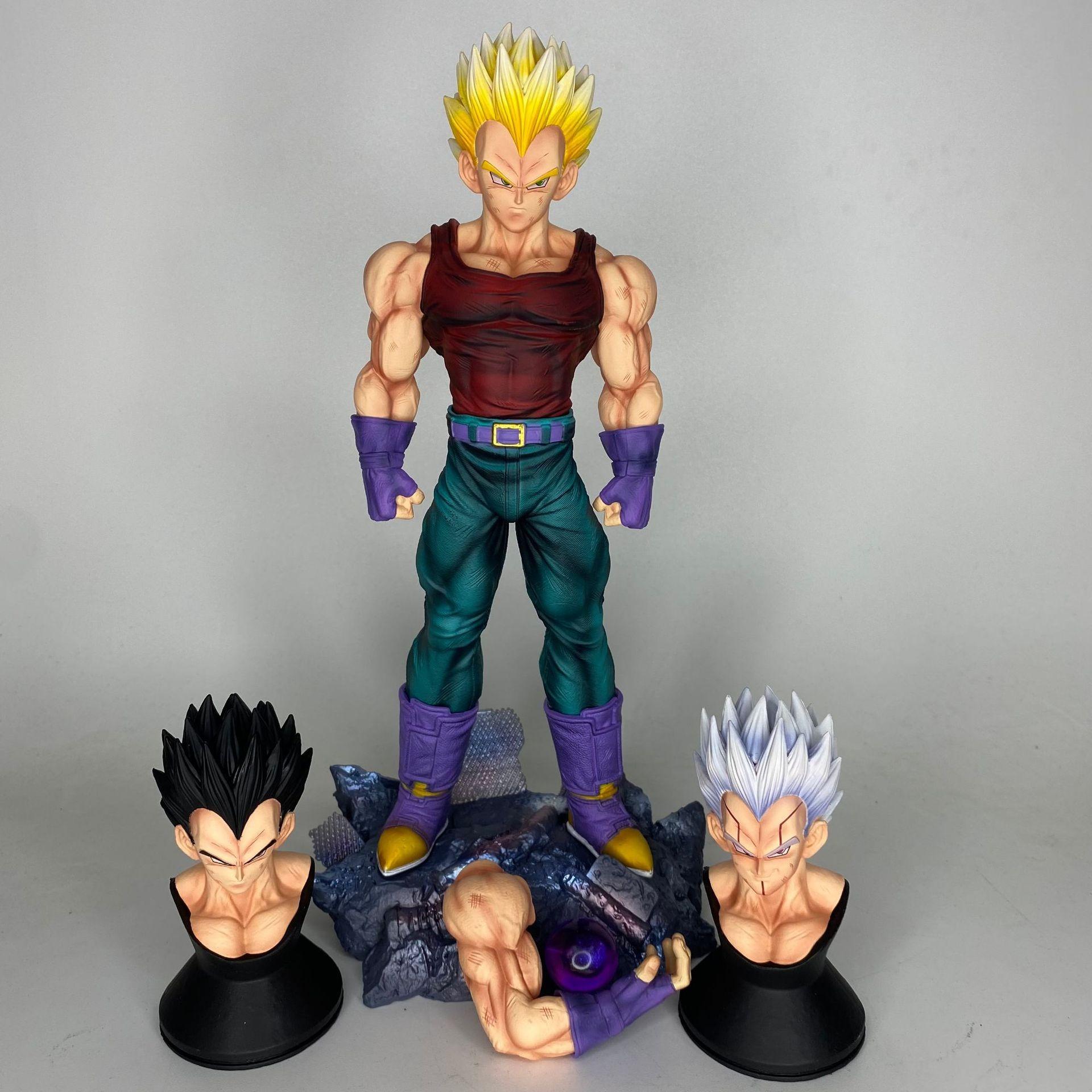 

31cm Dragon Ball GT Particle Vegeta Anime Figure Interchangeable 3 Head Statue Featuring Foundation Collectible Model Toy Decorative Present