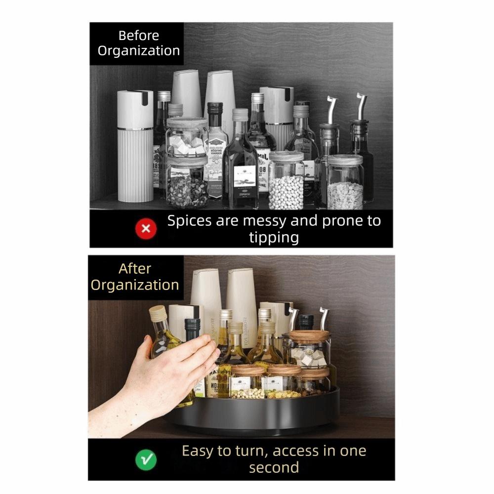 Large Capacity Condiment Storage Rack Round Seasoning Storage Holder  for Kitchen