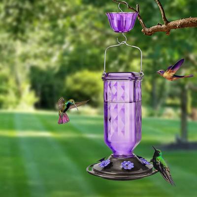 Hummingbird Feeder Hanging Bird Feeder with Ant Moat Outdoor Hummingbird Feeder with 6 Feeding Ports for Garden Backyard Decor