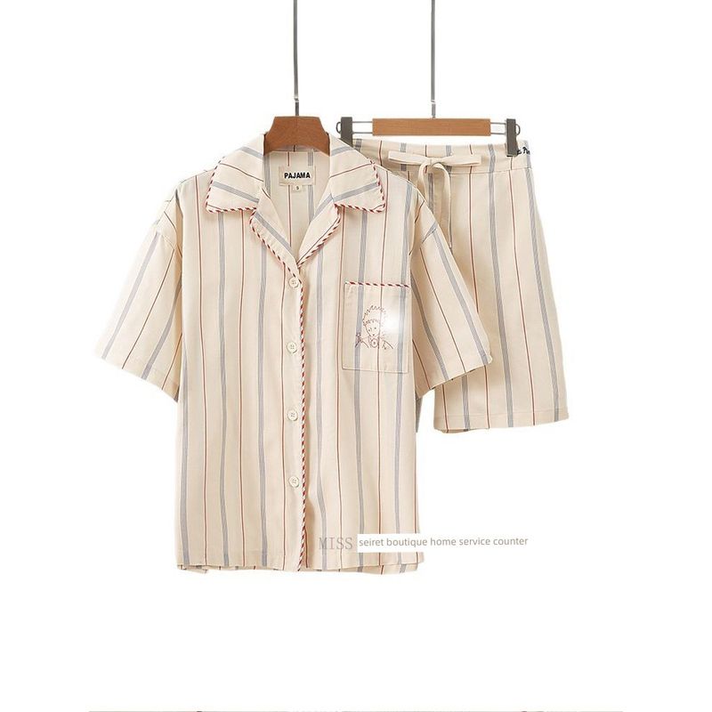 

Wild * Beast Same Style ~ Tencel Cotton Little Prince Couple Vertical Stripes Pajamas Men and Women Set Dream Long sleeve Homewear Dream Little Prince L