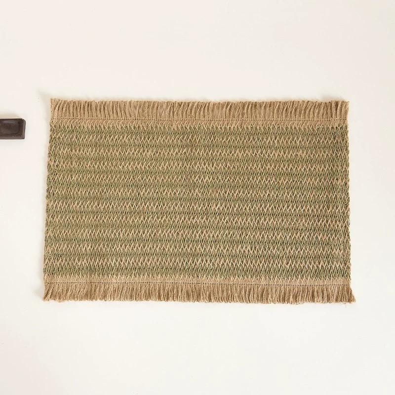 4 PCS Boho Tassel Paper Woven Braided Placemats 12x18inch Aesthetic Natural Rustic Place Mats for Dinner Party Beach Table Decor