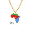 Collar con Mapa de Esmalte Africano: Colgante Geométrico de Acero de Titanio, Joyería Estilo 2022.