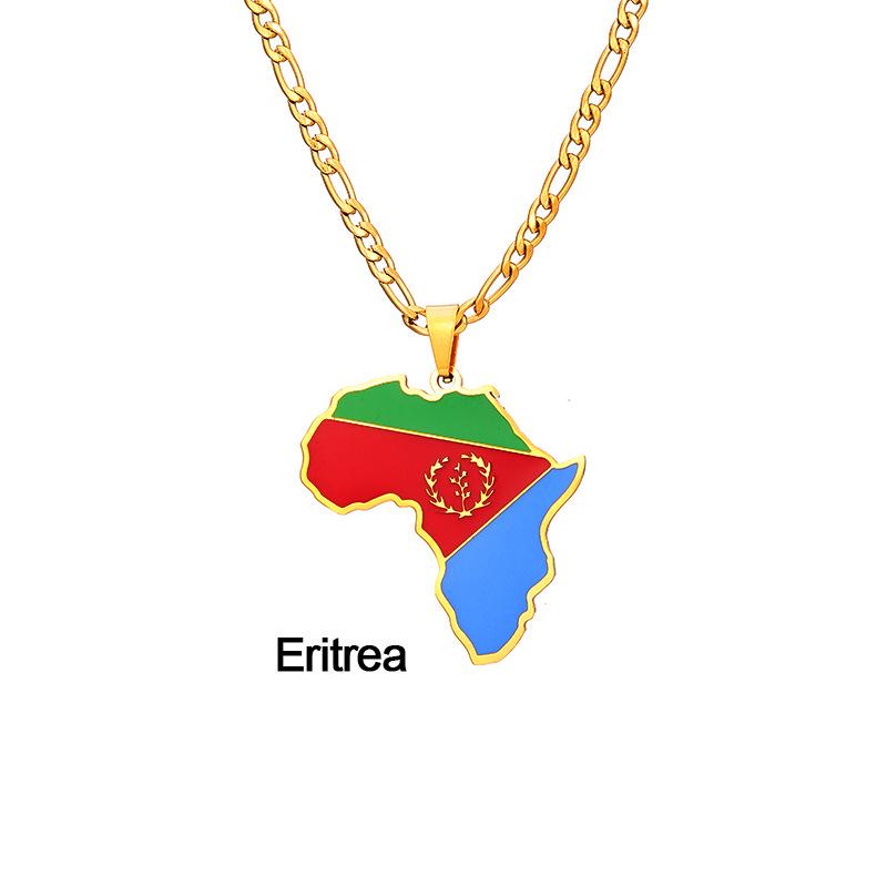 Collar con Mapa de Esmalte Africano: Colgante Geométrico de Acero de Titanio, Joyería Estilo 2022.