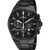 Quartz Mens Watch Stainless Steel Black Bracelet and Black Classic, Dial, 25, Chronograph.