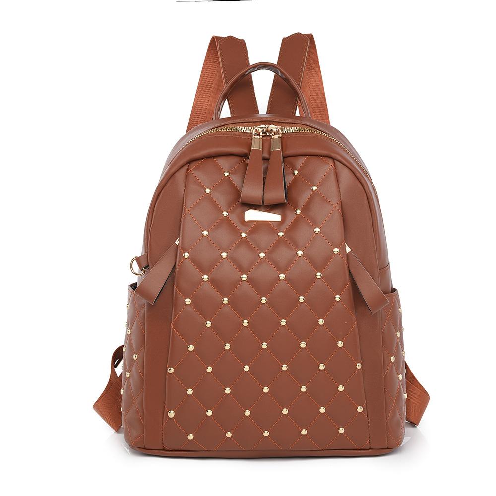 

Backpack Women s 2025 New Fashion Versatile Korean Edition Trendy Women s Backpack Large Capacity Soft PU Leather Travel School Bag коричневый