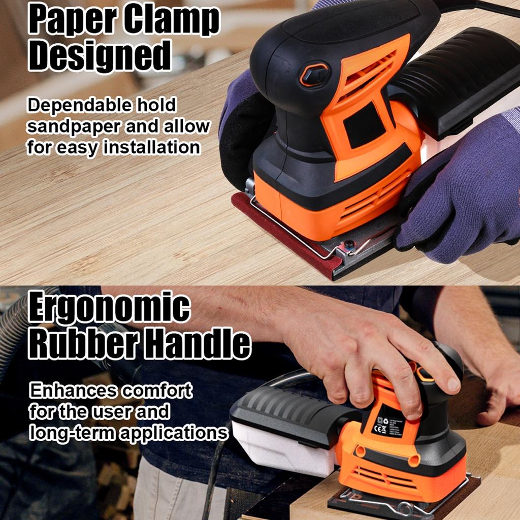 260W Square Random Orbital Electric Sander Machine with 20Pcs Sandpapers Strong Dust Collection Polisher Power Tool