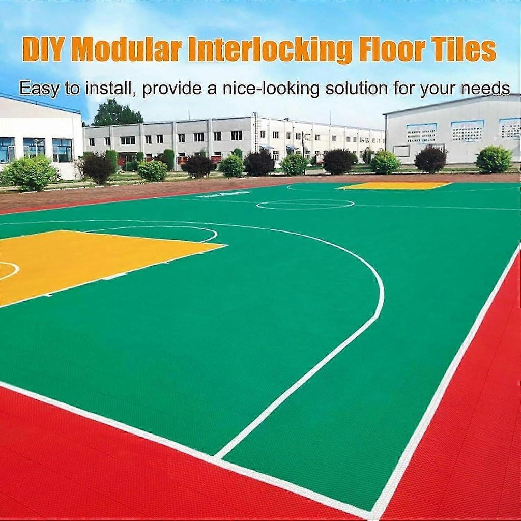 quality nonslip modular interlocking floor tiles, outdoor basketball court, weatherresistant DIY sports tiles (Rosso) 10PCS