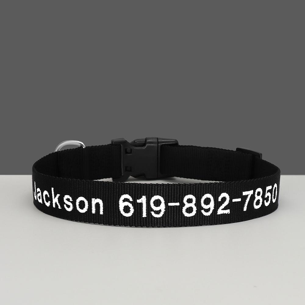 

Индивидуальный большой ошейник для собак, персонализированный вышитый ошейник для щенков, поставщик вышитых собак, регулируемый для маленьких, средних и больших собак S чёрный