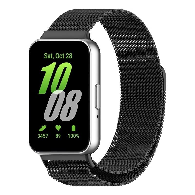 

Магнитный ремешок из нержавеющей стали для Samsung Galaxy Fit 3 fit3 Металлический браслет на запястье Миланская петля Correa For Galaxy Fit 3 чёрный