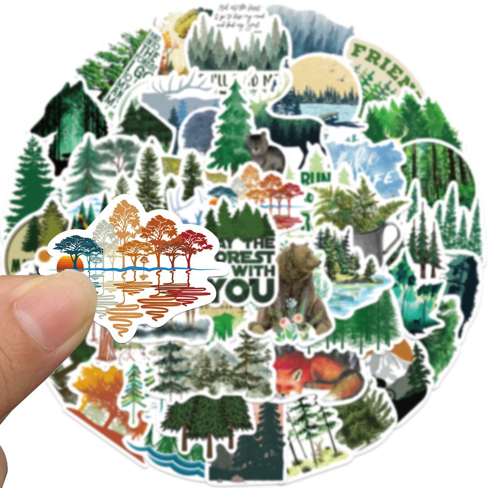 50 Green Forest Graffiti Stickers Decorate Guitar Suitcase Waterproof Can Be DIY Made
