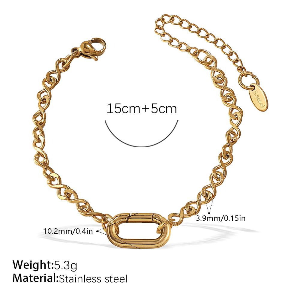 Personalized Natural Stone Pearl Love Hollow Bracelet Versatile Oil Drop Red Pepper Stainless Steel Croissant Bracelet