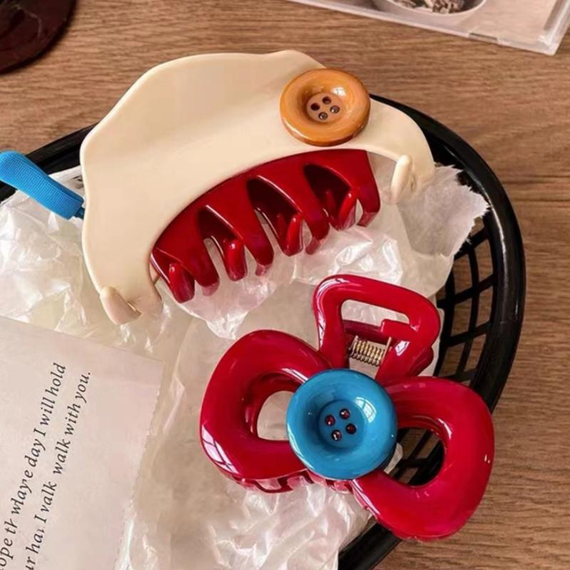 New Elegant Acetate Button Hair Claw Cute Sweet Hair Clip Shark Clip Women Luxury Hair Accessories Headwear