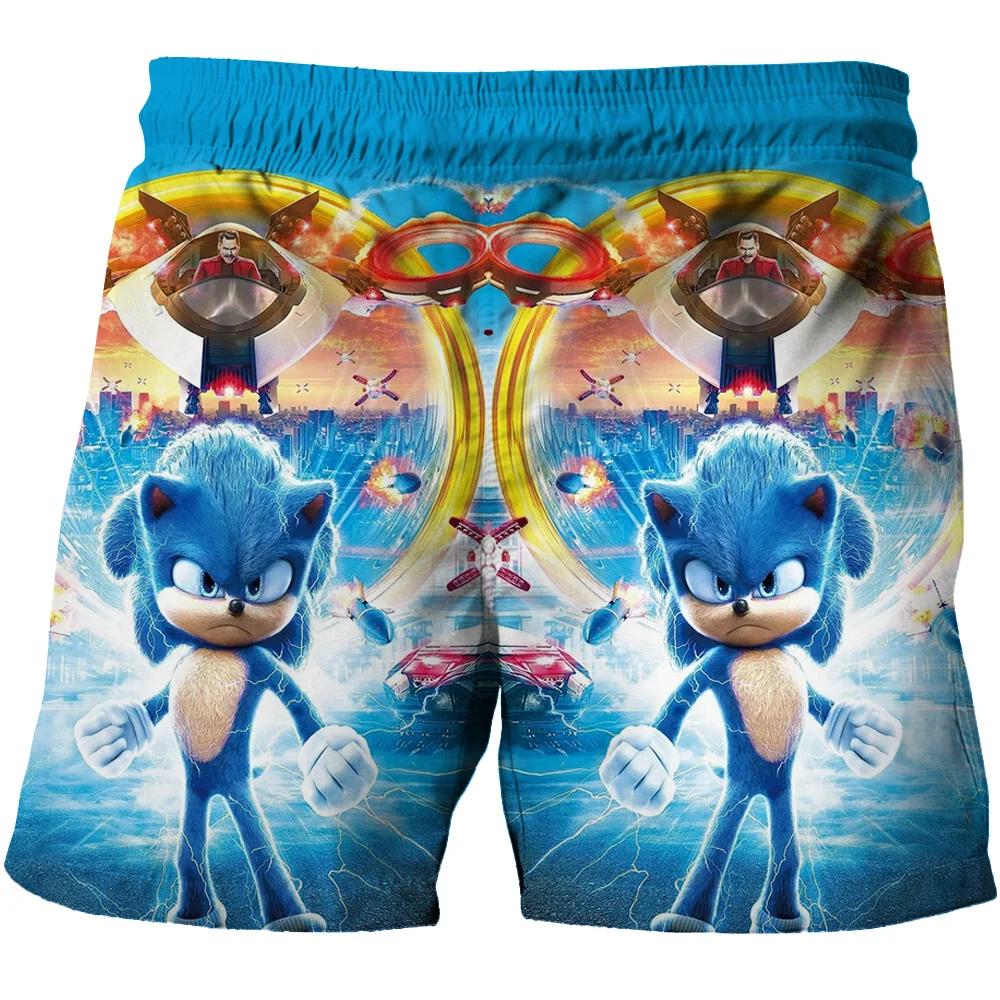 2025 Pantaloni de plajă MINISO pentru copii 4-14A Pantaloni scurți Sonic 2 Fete Băieți Pantaloni Harajuku Pentru Copii Imprimeu Desene Animate 3D Pantaloni Kdis