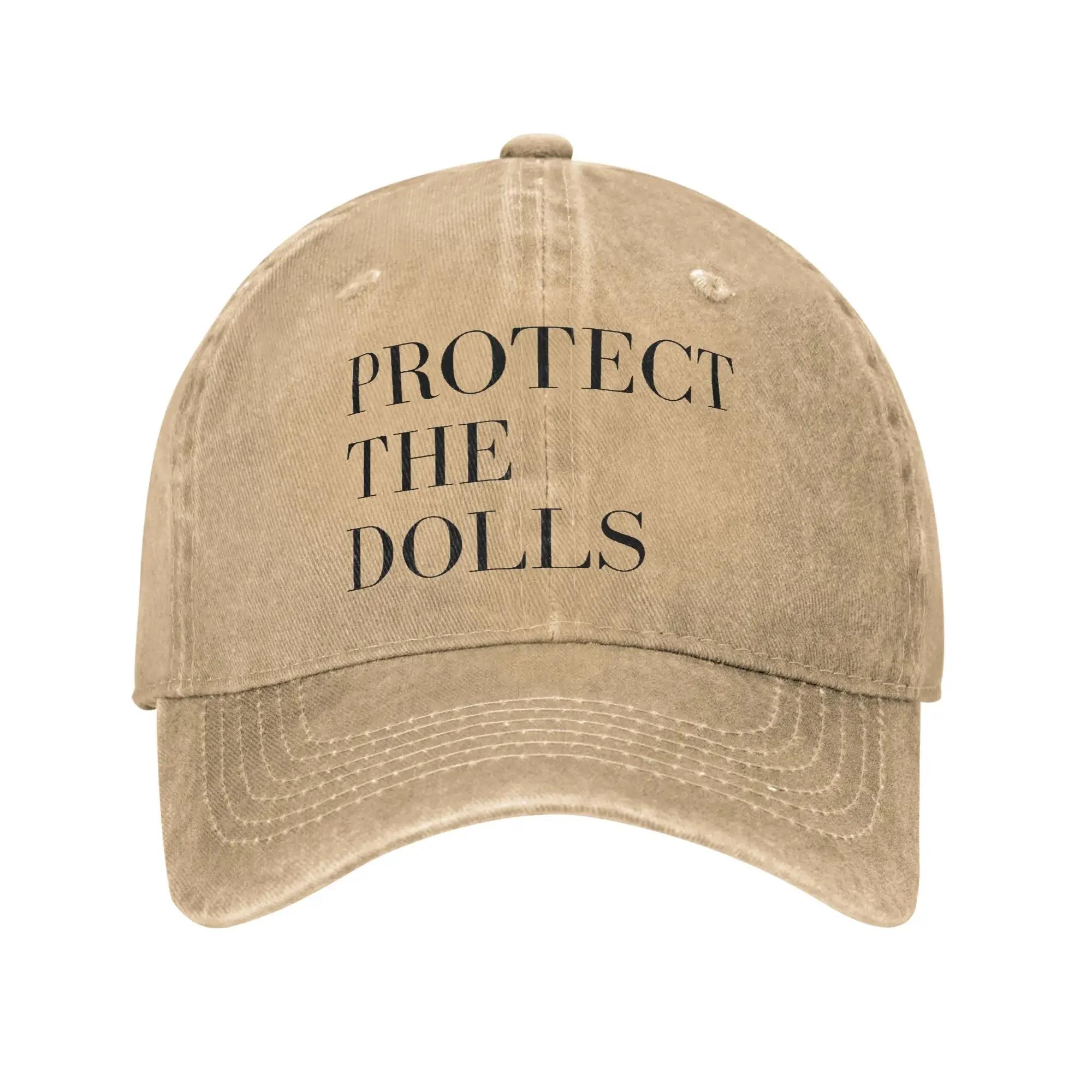 

Baseball Cap Protect The Dolls Summer Y2k Retro Trucker Hat Black Letter Print Men Adult Tennis Skate Sunscreen Baseball Caps One Size