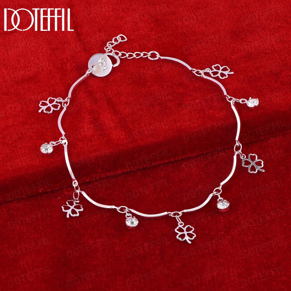 Brățară Trifoi cu Patru Foi din Argint Sterling 925 cu Zirconiu AAA Bijuterii de Nuntă la Modă