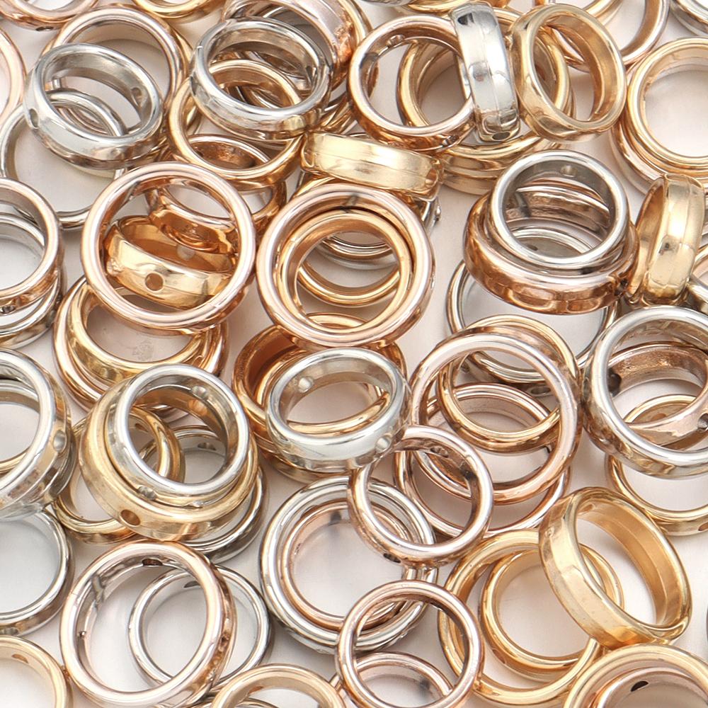 100pcs CCB Hollow Spacer Beads Round Circle Frame Loose Spacer Beads for Jewelry Making DIY Bracelets Necklace Keychain Findings