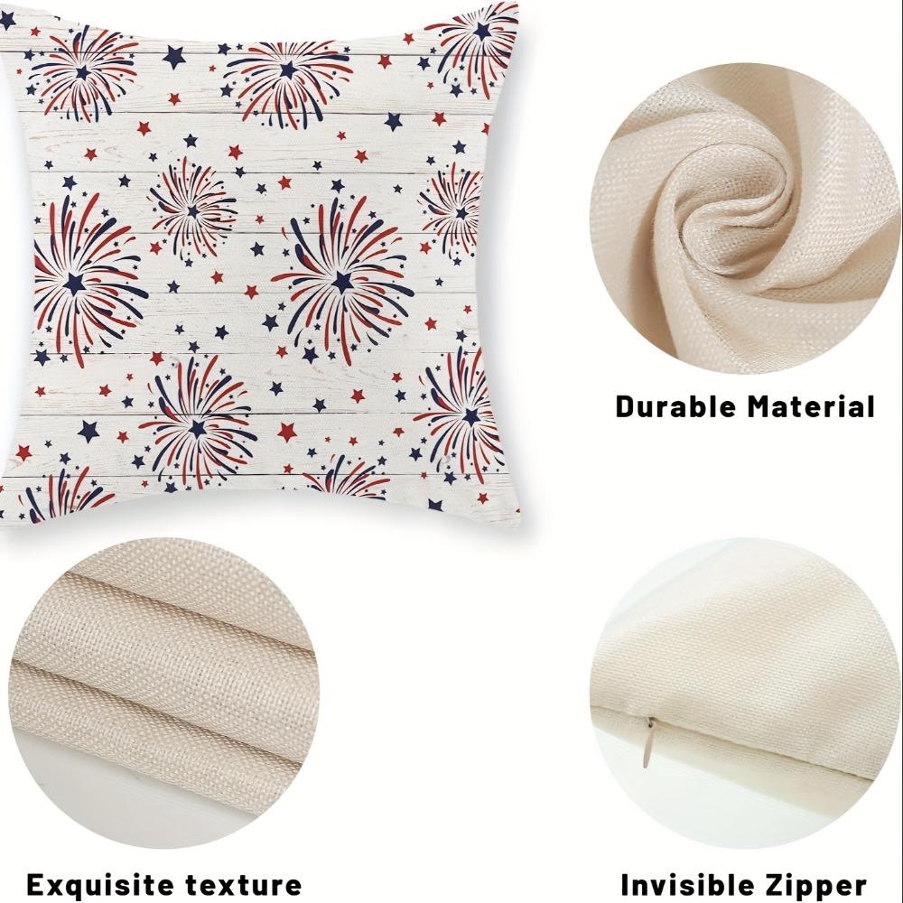 2PCS 4th of July Patriotic Red and Blue Star Pattern Pillow Cover, Country Style Zipper Closure Sofa Cushion Covers