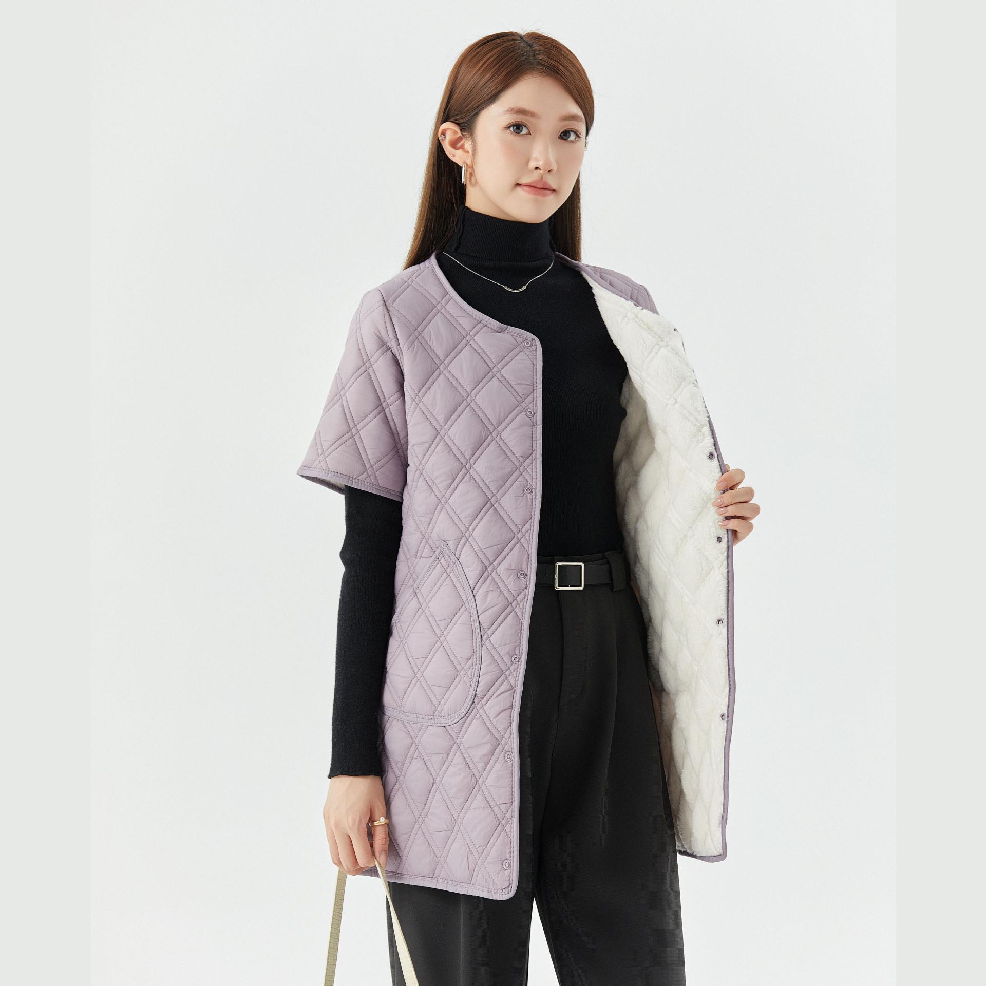 

GMXIA Женская мягкая теплая хлопковая домашняя куртка средней длины с короткими рукавами, на хлопковой подкладке и бархате, можно носить снаружи XXXXXL