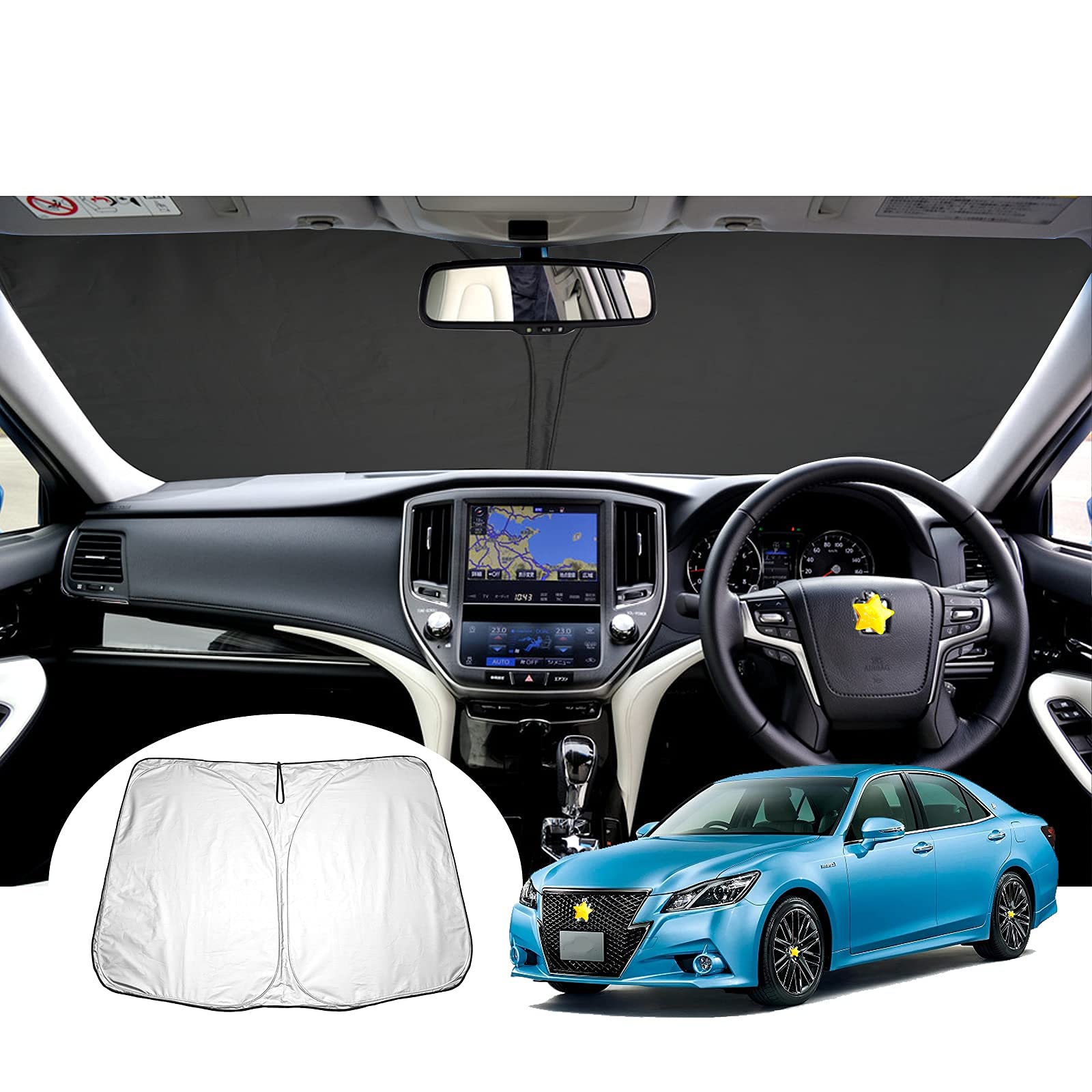 

Toyota Crown 210 Series Car Sunshade for Sun Heat UV Easy Convenient Original Velcro [SKTU] Windshield, High-Density Fabric, Protection, Protection,