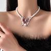 GemChic Women's Necklace Cool Hottie Red Velvet Drop Oil Fringe Necklace Ladies Fashion Clavicle Chain Birthday Christmas Jewelry Gift
