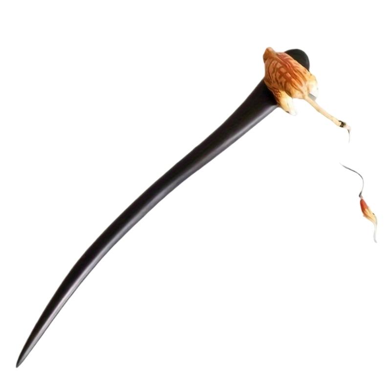 Wooden Hairpin With Fishing Cats  Chinese Style  Hair Sticks Hair Accessory For Women Daily Styling