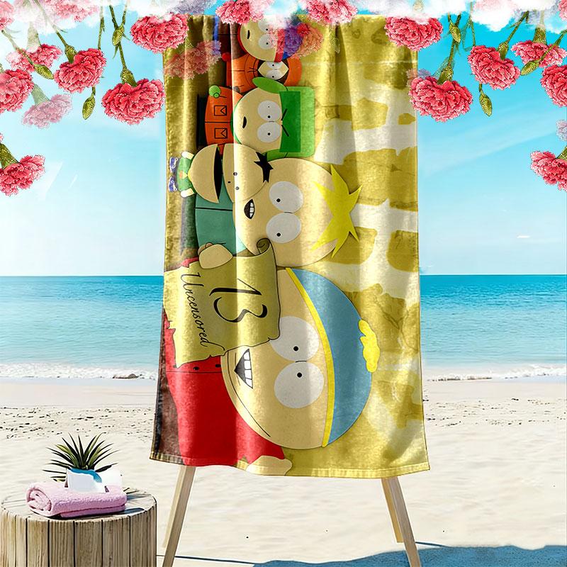 South Park Print Beach Towel, Large Soft Quick Dry Towel for Beach Camping Swimming