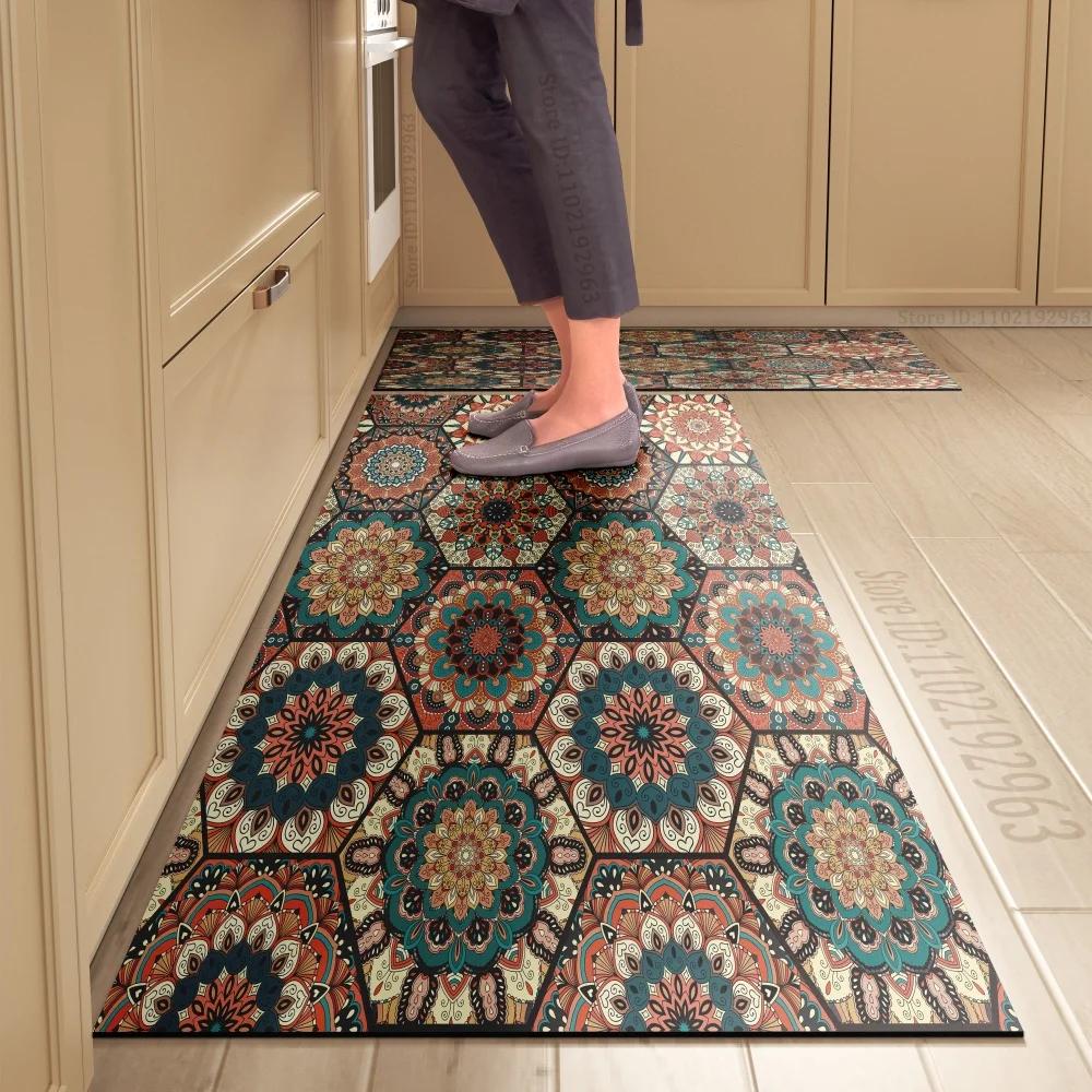 1PCS Kitchen Floor Mat Waterproof, Anti-skid, Anti-dirty Foot Mat Household Door Mat Crystal Velvet Long Strip Carpet Door Mats