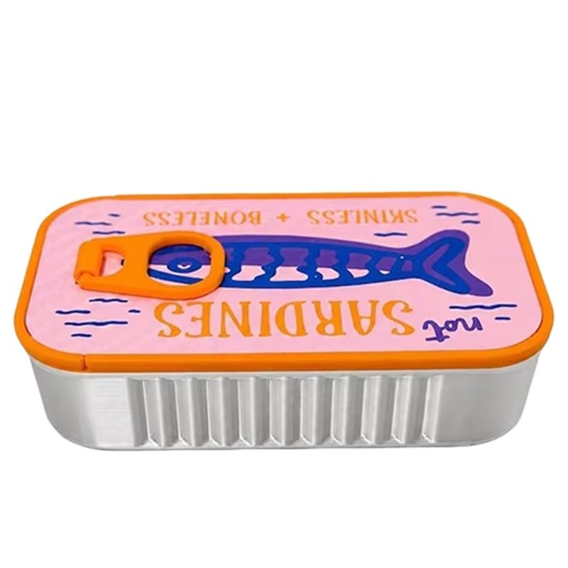 Estuche de Joyería de Viaje Estilo Lata de Sardinas Novedosa con Almacenamiento Compacto para Anillos, Pendientes de Botón, Pulseras y Collares