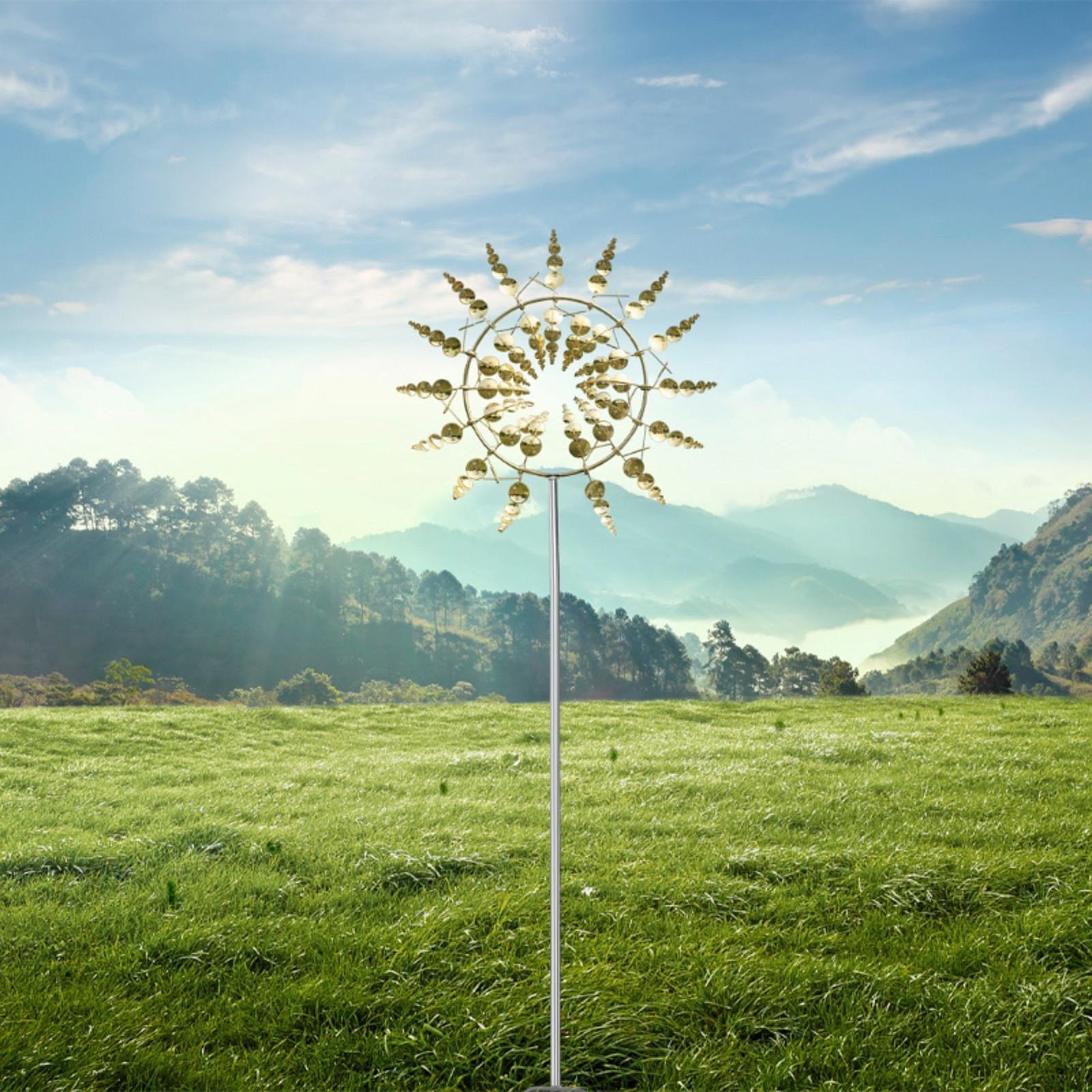 

Металлическая мельница для сада, украшение 11,8x38 дюймов, наружная демонстрационная работа, легко устанавливается, вращается Golden