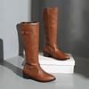 Stilvolle Damen Kniehohe Reitstiefel Mit Schnallen-Detail Für Herbst Und Winter