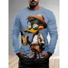 New cartoon animal pattern 3D print men's long sleeved T-shirt spring and autumn fashion casual round neck shirt men's clothing