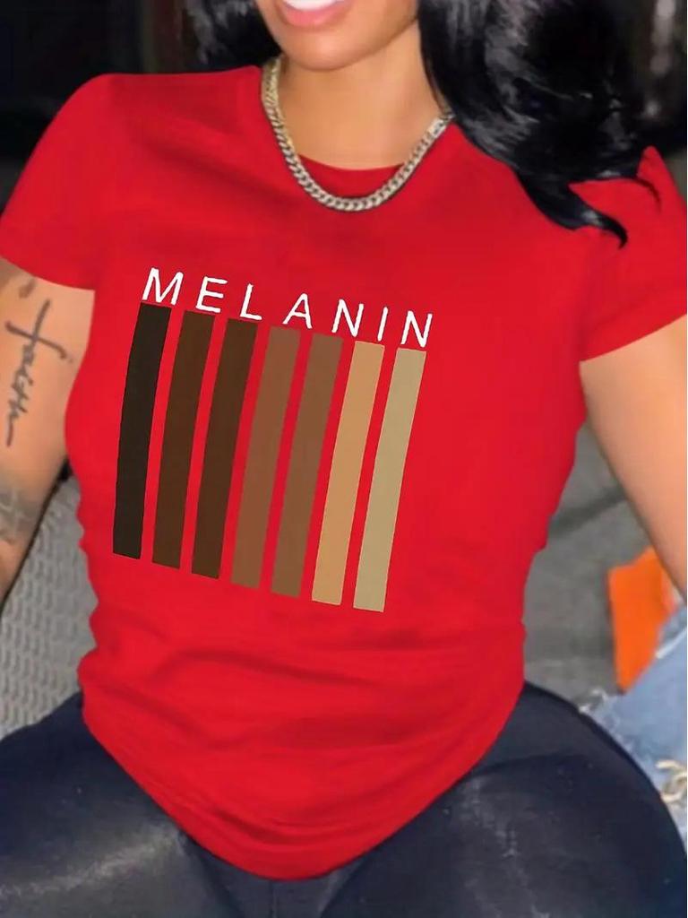 Women's Short-Sleeved Christmas Crew Neck Top - European & American Style