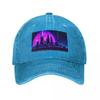 Cyan synthwave city Baseball Cap mens big size hat Snap Back Hat Golf  Mens Womens