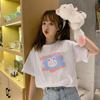 Short-sleeved T-shirt Women's Ins Tide Summer New Korean Version Loose Foreign Style Student Age Reduction Cartoon On Clothes