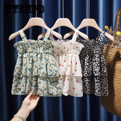 Children's Clothing Children's Summer Outside Wear Halter Floral Lace Vest Girls Chiffon Top
