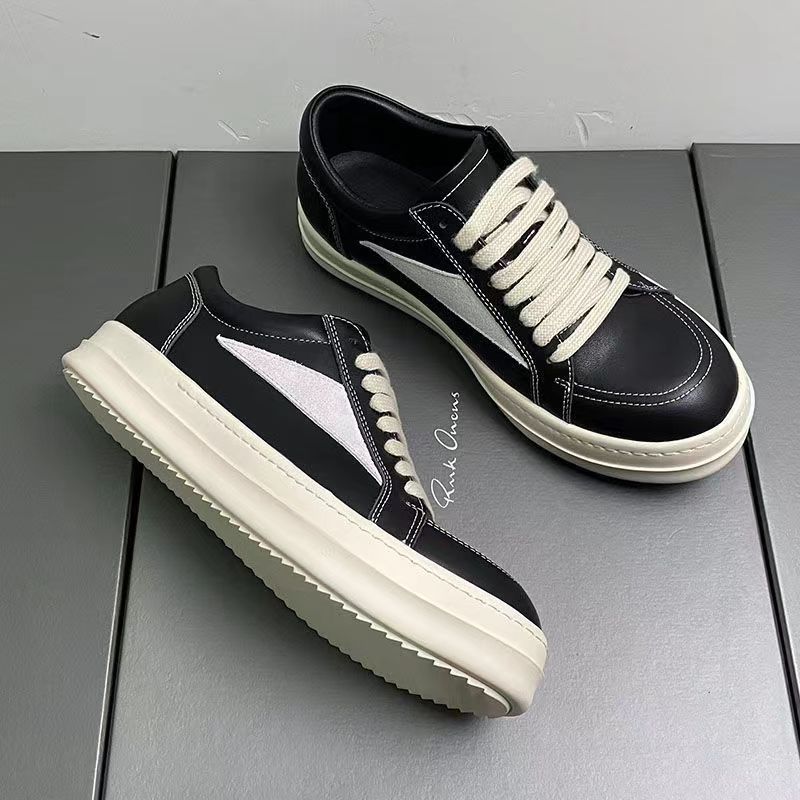 Ro Shoes Men's Trend Board Shoes Men's Leather Breathable Spring Thick Sole Heightening Sports and Leisure Shoes Men's White Shoes